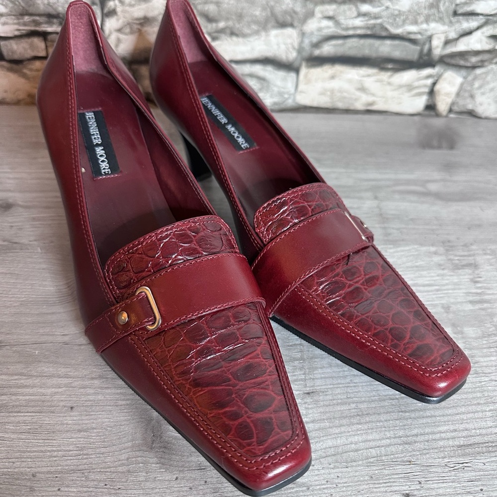 Y2K Jennifer Moore Women's Red Leather Loafers - Picture 1 of 7